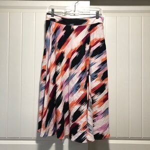DKNY Linen Midi Wrap Around Skirt Colorful
